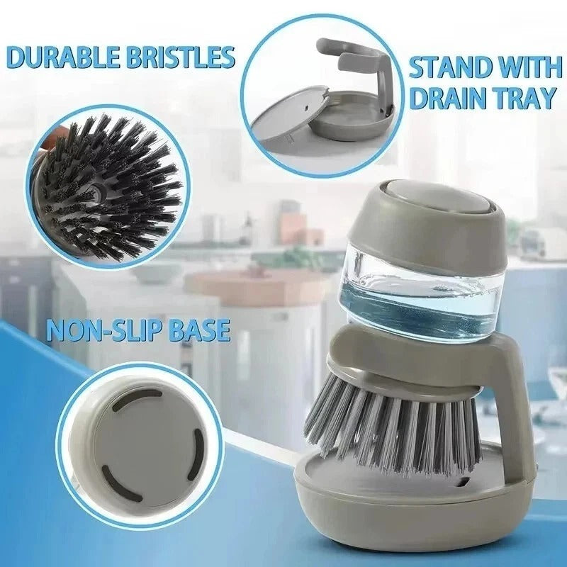 Soap Dispenser, Dishwashing Brush, Home Kitchen Cleaning Brush with Holder
