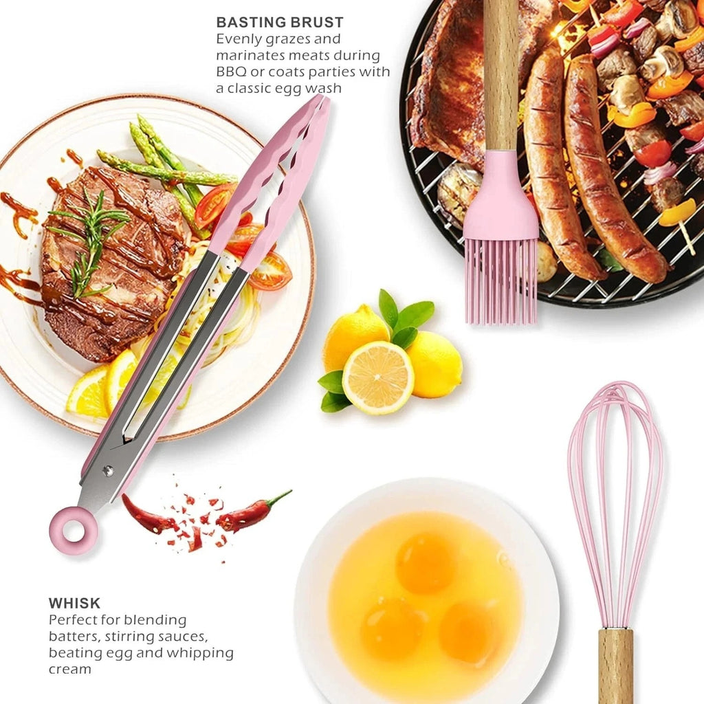 14-Piece Silicone Kitchen Utensils Set Non-stick Cooking Spoon and Baking Tools