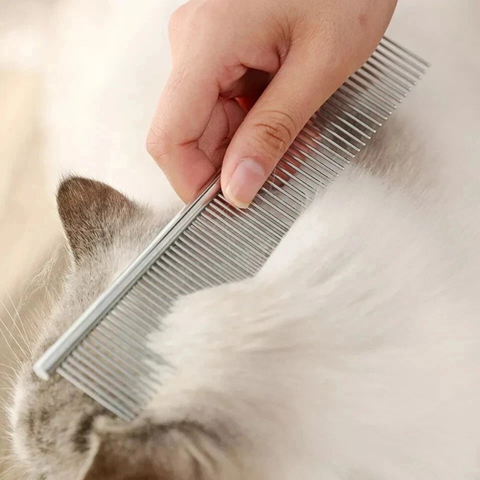 Dog Cat Pet Grooming Comb Double Row Metal Teeth Fur Rake Brush for Shedding UK