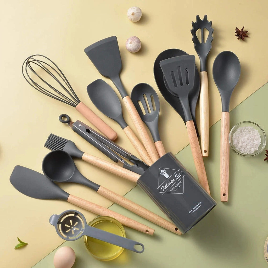 14-Piece Silicone Kitchen Utensils Set Non-stick Cooking Spoon and Baking Tools