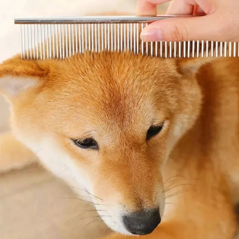 Dog Cat Pet Grooming Comb Double Row Metal Teeth Fur Rake Brush for Shedding UK
