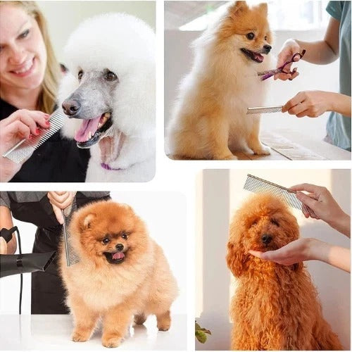 Dog Cat Pet Grooming Comb Double Row Metal Teeth Fur Rake Brush for Shedding UK
