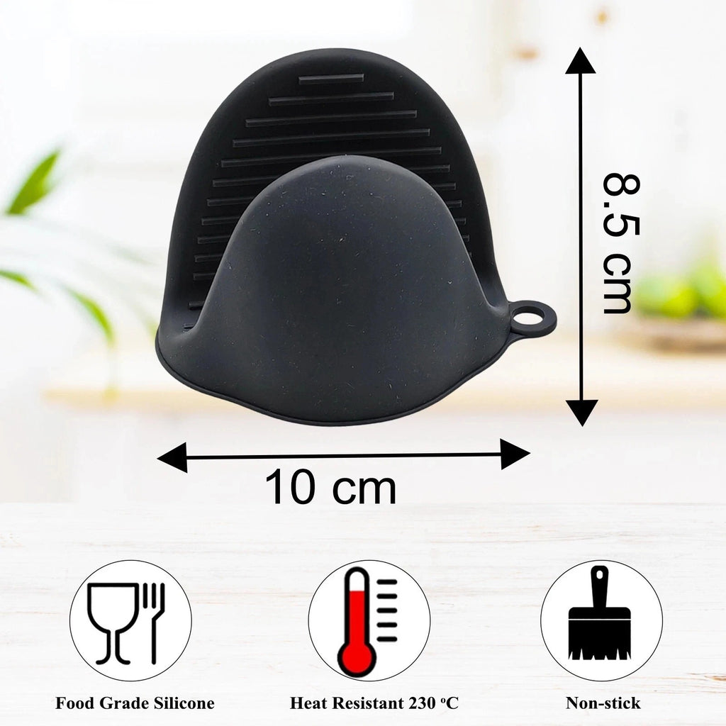 1-2 PCS Grey Silicone Pot Oven Holder Mitt Cooking Heat Resistant Thick Glove UK