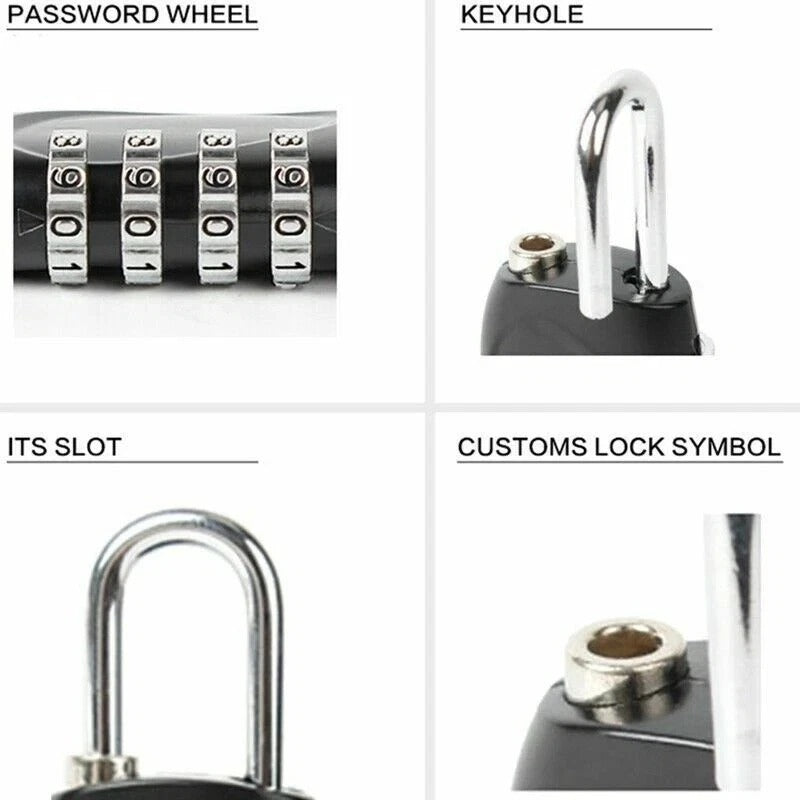4 Digit Combination Padlock Heavy Duty Outdoor Lock Gym Travel Luggage Locker uk
