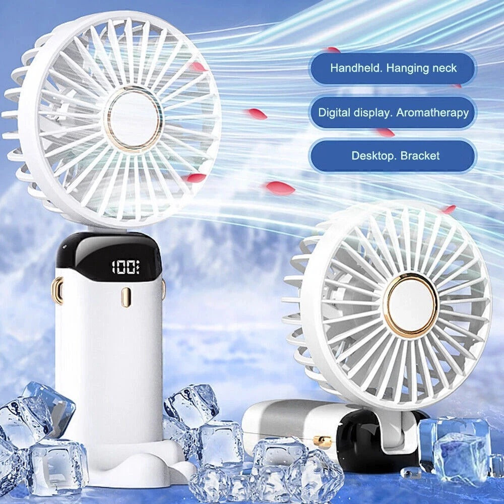 Mini Rechargeable Handheld Fan - Portable Folding USB Cooling Fan for Desk UK