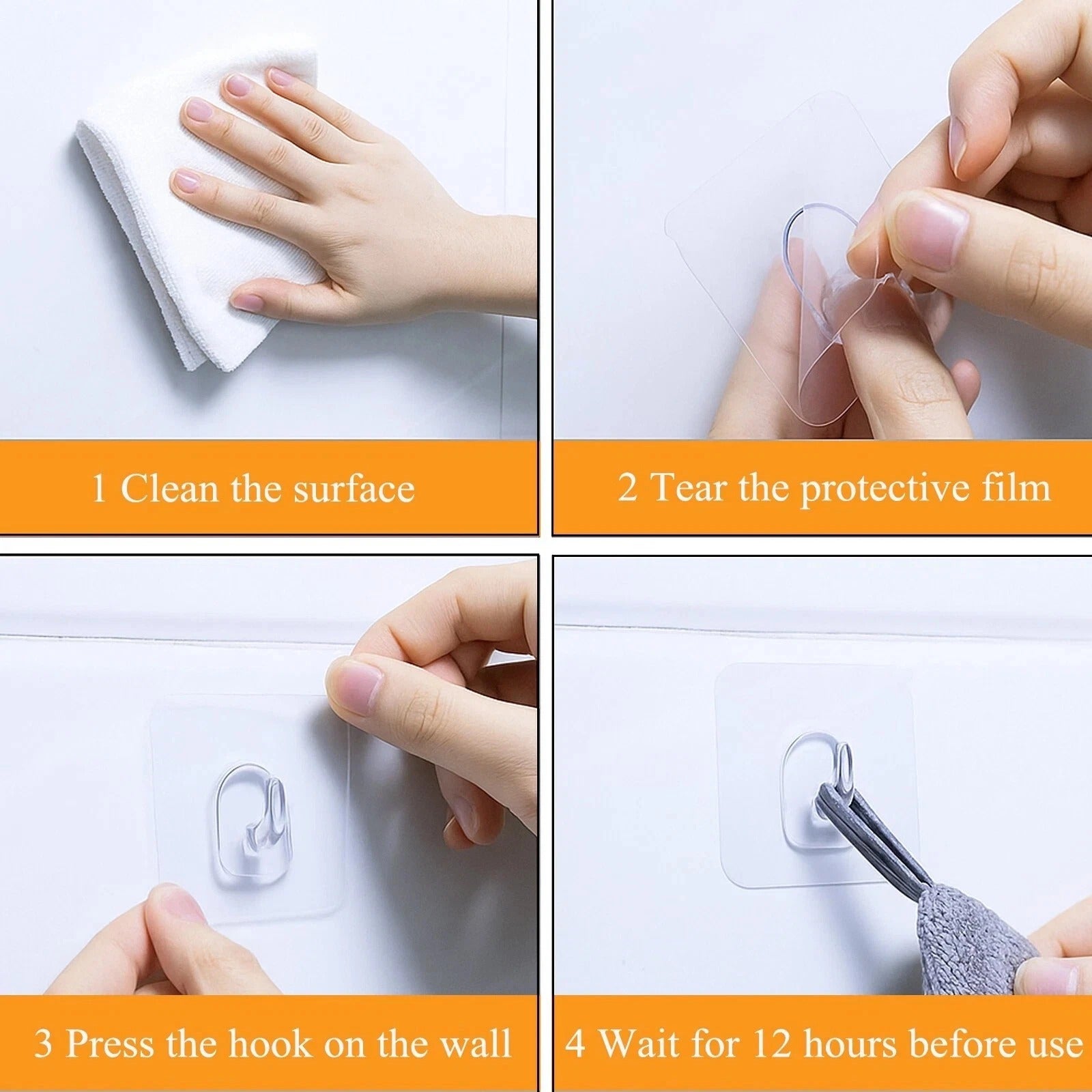 Ultra Strong Transparent Adhesive Wall Hooks – Waterproof Heavy Duty Removable S