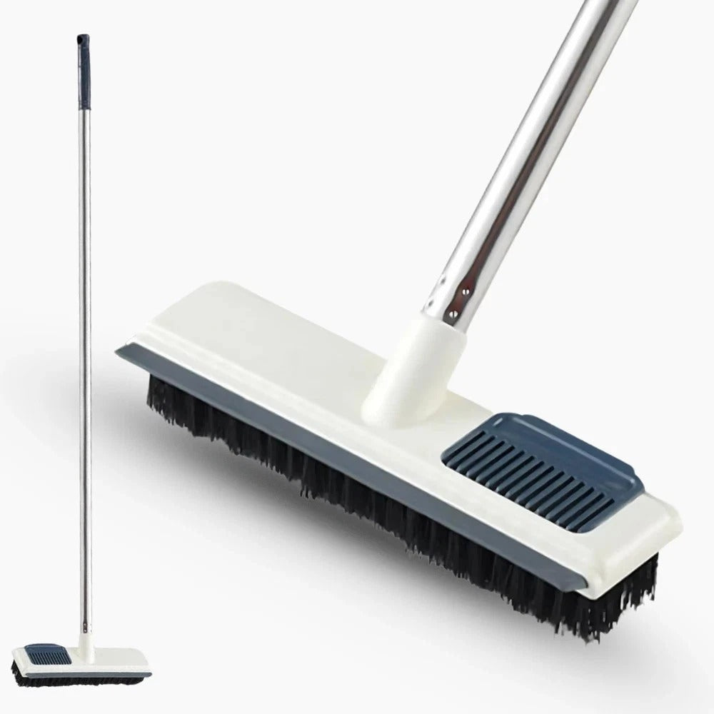 Long Floor Scrubbing Brush Long Handle Pole 2 in 1 Stiff Bristle Brush Squeegee
