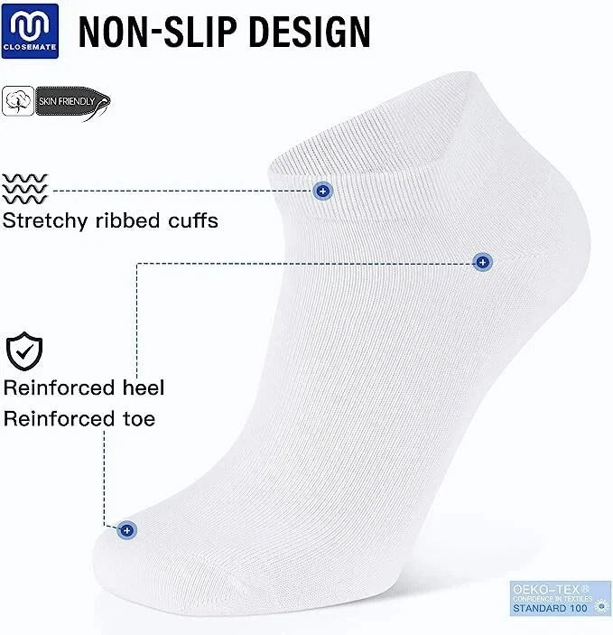 Pairs Mens Womens Invisible Trainer Socks – Cotton Low Cut Ankle Sports Liner So
