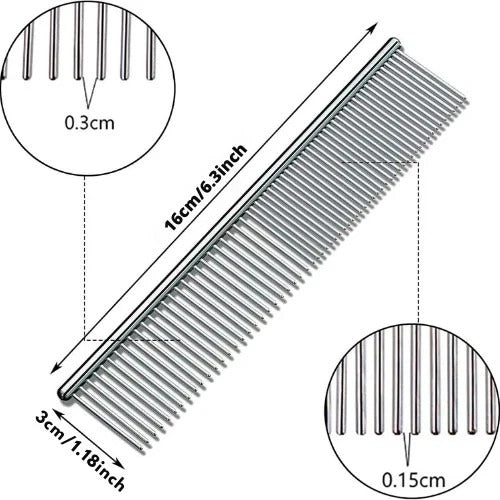 Dog Cat Pet Grooming Comb Double Row Metal Teeth Fur Rake Brush for Shedding UK