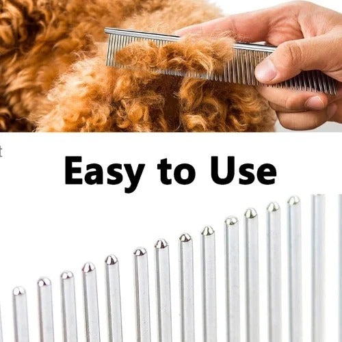 Dog Cat Pet Grooming Comb Double Row Metal Teeth Fur Rake Brush for Shedding UK