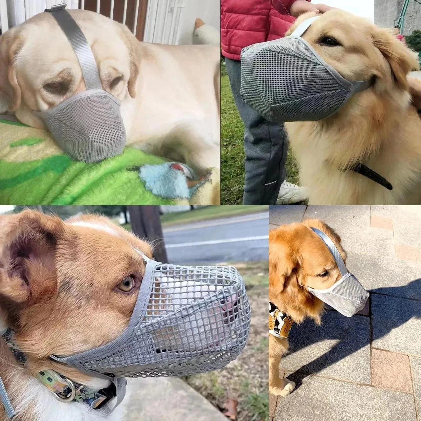 Dog Soft Breathable Safety Muzzle Adjustable Mouth Cover Pet Mesh Anti-Barking