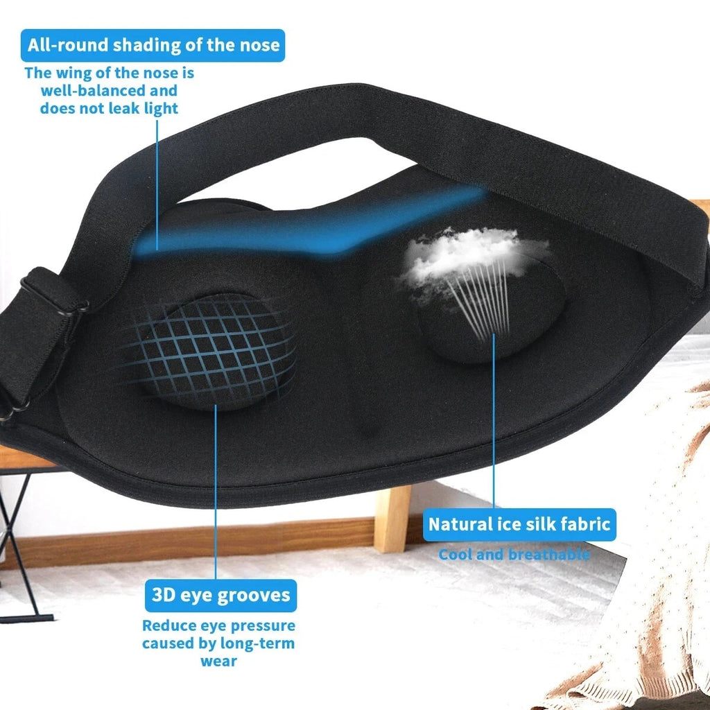 UK Soft Padded Sleep Mask 3D Eye Blackout Luxurious Eye Cover Travel Blindfold