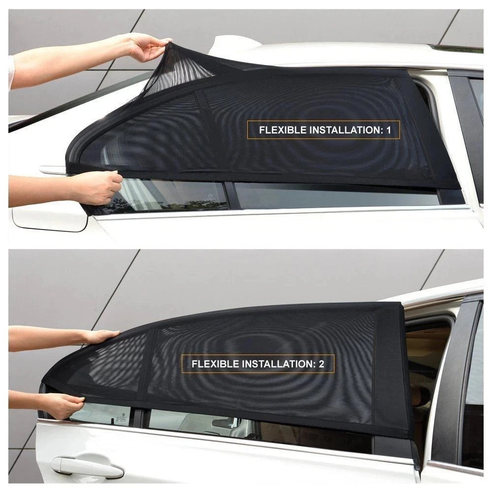 2 x Car Kids Sun Shade Shield Socks Rear Side Window Large Square Cover UV Mesh